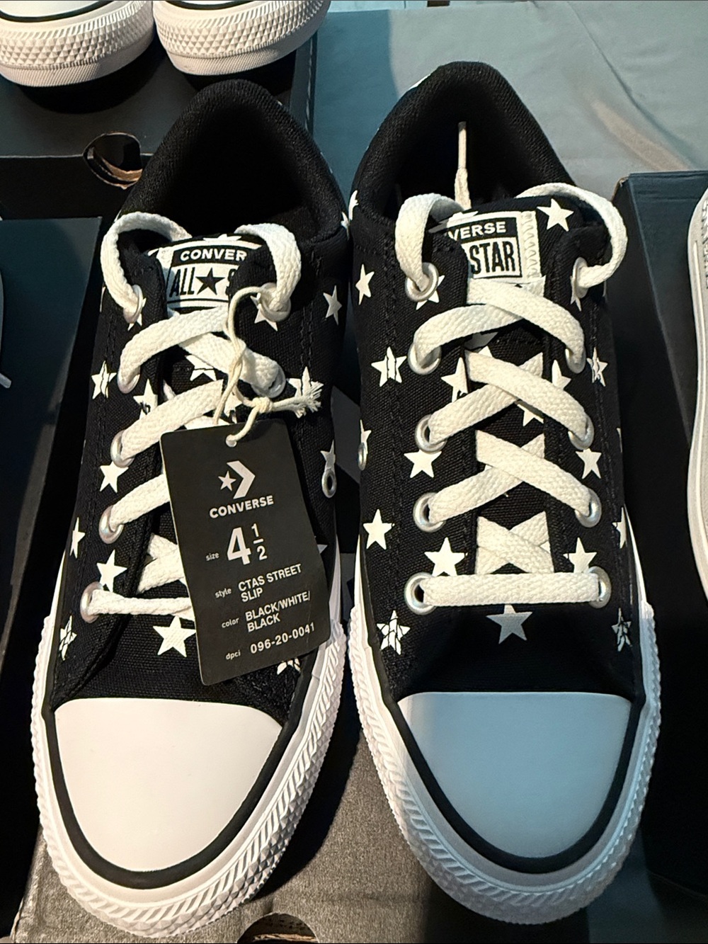 Converse Kids or Women Black & White, Green & white Star Print Low Top Sneakers